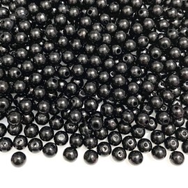 TenaLucy Pack of 60 Miracle Beads, 12 mm Reflective Beads, 3D Illusion Miracle Beads, Magic Beads with Hole Beads for Bracelets, Pretty Under Light, for Jewellery Making (Black)