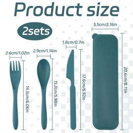 2 Pieces Travel Cutlery, Camping Cutlery, Travel Cutlery with Case, Cutlery for On the Go, Cutlery To Go, Portable Cutlery Set, Reusable Plastic Forks, Spoons, Tableware, for Picnic, Outdoor
