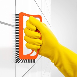 FUGINATOR® Grout Brush Orange/Grey for Cleaning Joints in Wall & Floor Tiles, Bathroom, Kitchen & Household