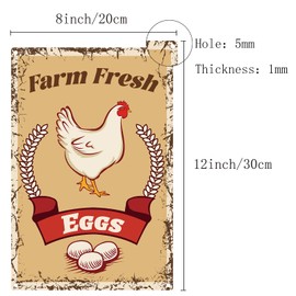 CREATCABIN Farm Fresh Eggs Yard Sign Funny Chicken Metal Tin Sign Vintage Wall Art Decor Rustic Farmhouse Backyard Home Bar Sale Market Supermarket Shop Easter Holidays Decorations 8 x 12 Inch