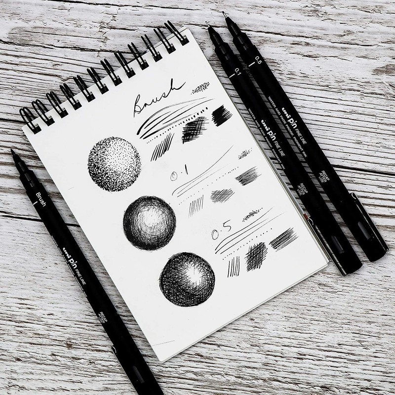 Uni Pin Fineliner Drawing Pens - Black Ink - 0.5mm