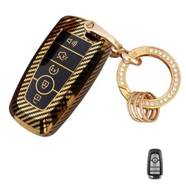 Rilnaewn Carbon Fiber Texture TPU for Lexus Key Fob Cover Fit for 2005-2018 Lexus ES350 GS ISC is LS460 LS600h, Black, Small