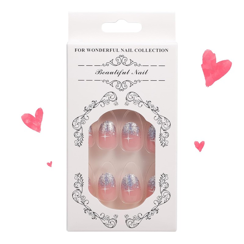 Reusable Stick On Nails - Short Long French Tips, Acrylic