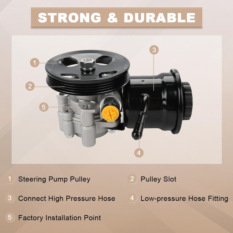 QCESEV Power Steering Pump with Pulley & Reservoir Compatible with