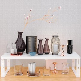 Jojocross Expandable,Stackable Spice Rack,Seasoning Organizer and Storage,Spice Jar Rack for Cabinet,Countertop, Metal Pantry, Cupboard,Laundry Storage,Heavy Duty(1 PACK/MEDIUM/WHITE)