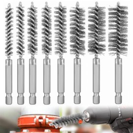 8 Pcs Metal Bore Wire Drill Brush Wire Brush Set 1/4inch Hex Shank Bristles Wire Brush For Power Drill Cleaning Wire Brushes Automotive Rust