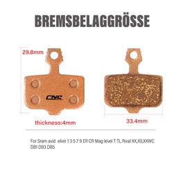 CNCLOL Brake Pads for Sram Avid Elixir E1 E3 E5 E7 E9 CR XO XX DB1 DB3 DB5 Level T TL TLM, Bicycle Brake Pads for MTB/Mountain Bike Disc Brake Pads. Metallic