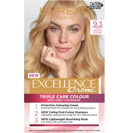 L'Oréal Paris Excellence Creme, 9.3 Light Golden Blonde (100 Percent Grey Coverage)