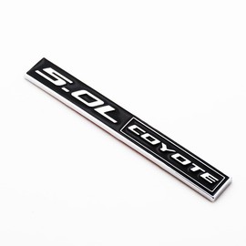 2Pc 5.0L Coyote Emblem Coyote V8 Engine Badge 3D Sticker Nameplate Self-Adhesive (Chrome Black)