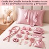 Yakiter Juego de 17 Rulos sin Calor con Gorro Satinado,Rosa