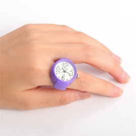 JewelryWe Men Women Finger Watch Round Analog Quartz Finger Ring Watches, Adjustable Size for Mother's Day