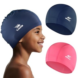 Gorro de natación con forro de satén, adecuado para niños y niñas de 6 a 14 años (2 unidades)