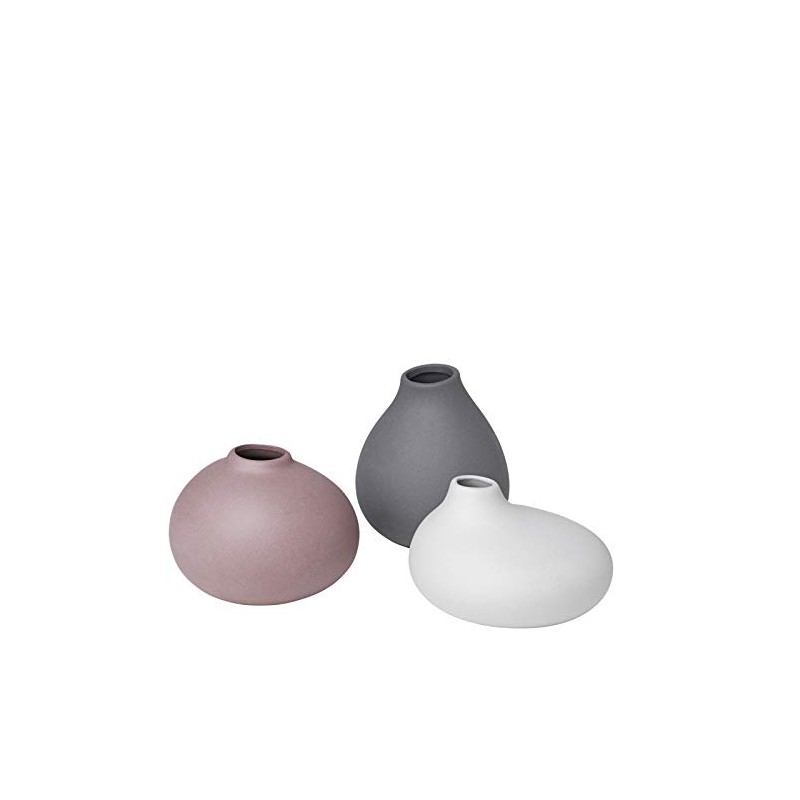 Blomus Vasen-65973 Set of 3 Vases, Pewter, Micro Chip, Bark,