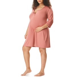 Motherhood Maternity Women's Sleep Henley, Withered Rose, XXL