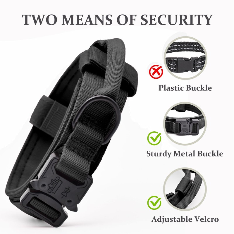 Tactical Dog Collar, Adjustable Military Training Nylon Dog Collar with
