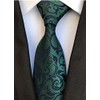 Elfeves Deep Green Black Tie Azalea Flowers Neckties for Mens
