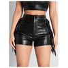 BEAUDRM Women's Fringe Trim PU Leather Club Party Shorts Cowgirl
