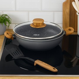 STONELINE Back to Nature Spatula 33 cm Nylon, Wood Look Handle, Spatula Slotted with Support, Heat Resistant, for Non-Stick Cookware, Kitchen Utensils Kitchen Utensils