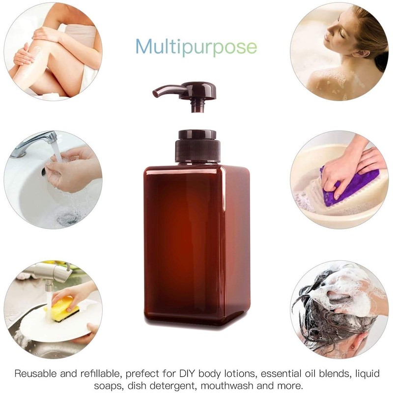 Pump Bottle, Refillable Plastic Empty Lotion Soap Dispenser Liquid Container