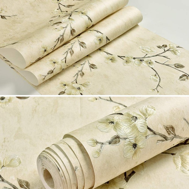 Q QIHANG Country Retro Pastoral Non-Woven Wallpaper, (A Light Yellow)