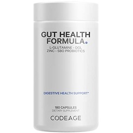 Codeage Gut Health Supplements Frmula vegana  L Glutamina, Zinc, Turqua Cola Seta en polvo, Maitake, Micro algas, mineral, raz de regaliz DGL...      