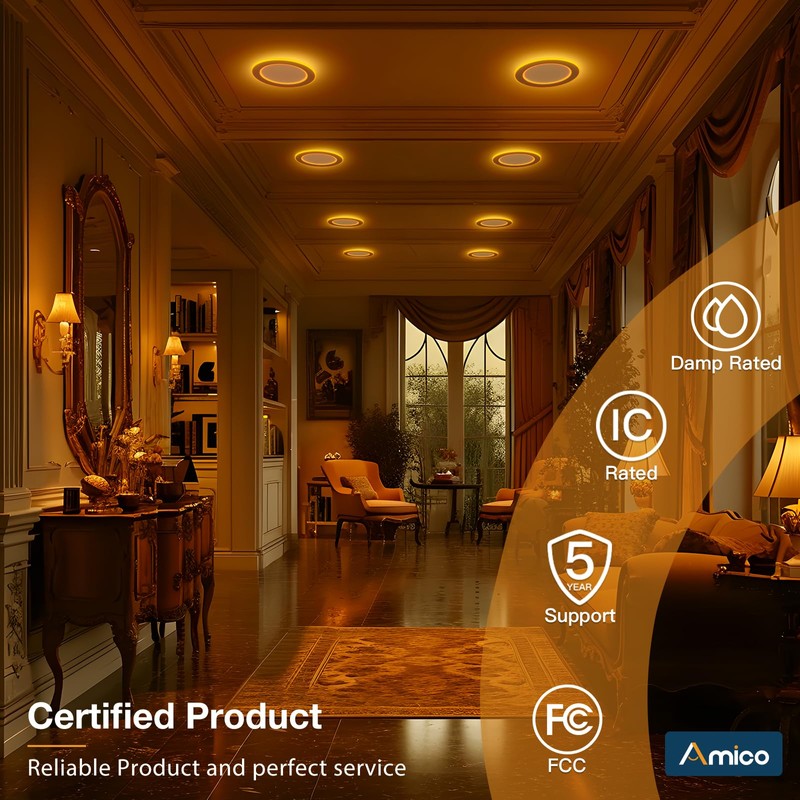 Amico 1 Pack 6 Inch 5CCT LED Recessed Ceiling Light