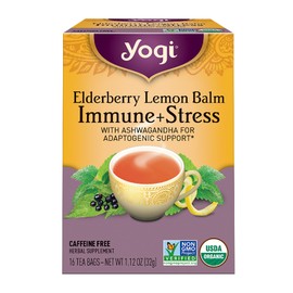 Yogi Tea Organic Lemon Balm Elderberry Immune Stress Tea, 16 CT