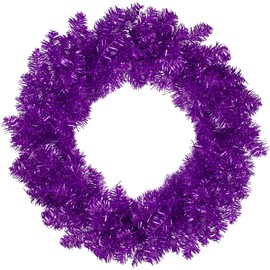 Northlight Metallic Artificial Double Tinsel Christmas Wreath-Unlit, 24", Purple