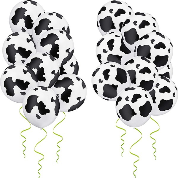 80 Pieces Cow Print Latex Balloons 12 Inch Latex Balloons Funny Balloons in Black and White for Kids Birthday Party Animal Theme Western Cowboy Theme Party Supplies