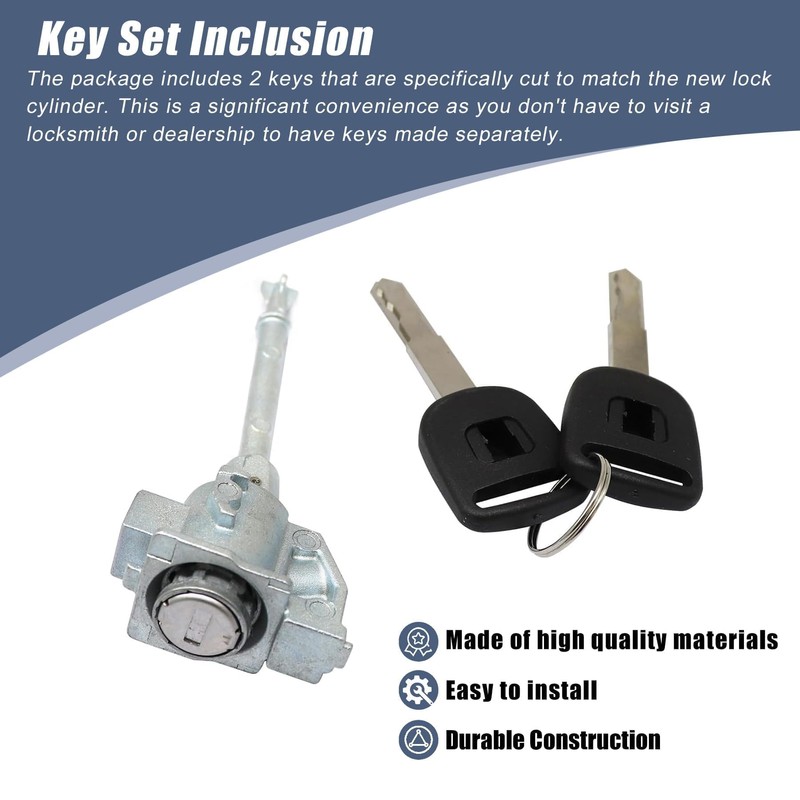 XQSMWF Front Left Driver Side Door Lock Cylinder with 2