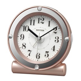 RHYTHM 8RE679SR13 Alarm Clock, Analog, Electronic Sound, Alarm, Continuous Second Hand, Light Included, Pink Gold, 4.9 x 4.7 x 3.0 inches (12.4 x 12 x 7.5 cm)