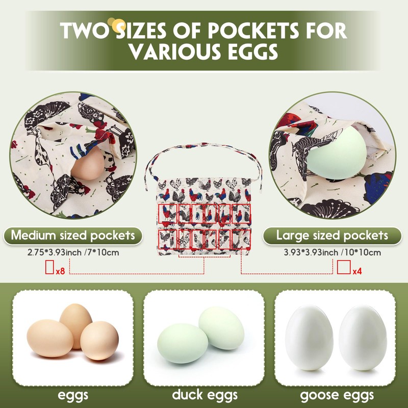 Hossmily 2 Pack Egg Apron, Egg Collecting Apron for Chicken