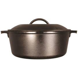 Lodge 7-Quart Cast Iron Dutch Oven – Made in USA, Pre-Seasoned, PFAS-Free & Non-Toxic, Heat-Treated, Induction Compatible, Self-Basting Lid, Durable Multi-Use Cooking Pot for Oven to Table