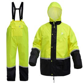 RainRider Rain Suits for Men Waterproof Breathable High Visibility Rain Gear Durable Oxford Rain Jacket Pants(Yellow,S)