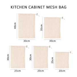 DHSBGWSX 5 Pieces Meat Cooking Net Mesh Bags, Kitchen Cabinet Hanging Net Bags, Mesh Filter Bags, Kitchen Mesh Bags, Cooking Mesh Bags, beige