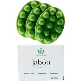 Jabón Facial de Espirulina 100g Pack 3 Piezas Limpiador Facial Natural Orgánico Jabón para Cara Piel Grasa Exfoliante Hidratante Barra Limpiadora Facial Jabón Facial en Barra