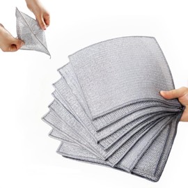 Sqsxgz 15Pcs Wire Dishwashing Rag,Multipurpose Wire Dishwashing Rags,Upgrade Double Layer Wire Cleaning Cloths for Wet and Dry,for Cleaning Dishes Non Scratch Wire Dishcloth Metal Cleaning Cloth