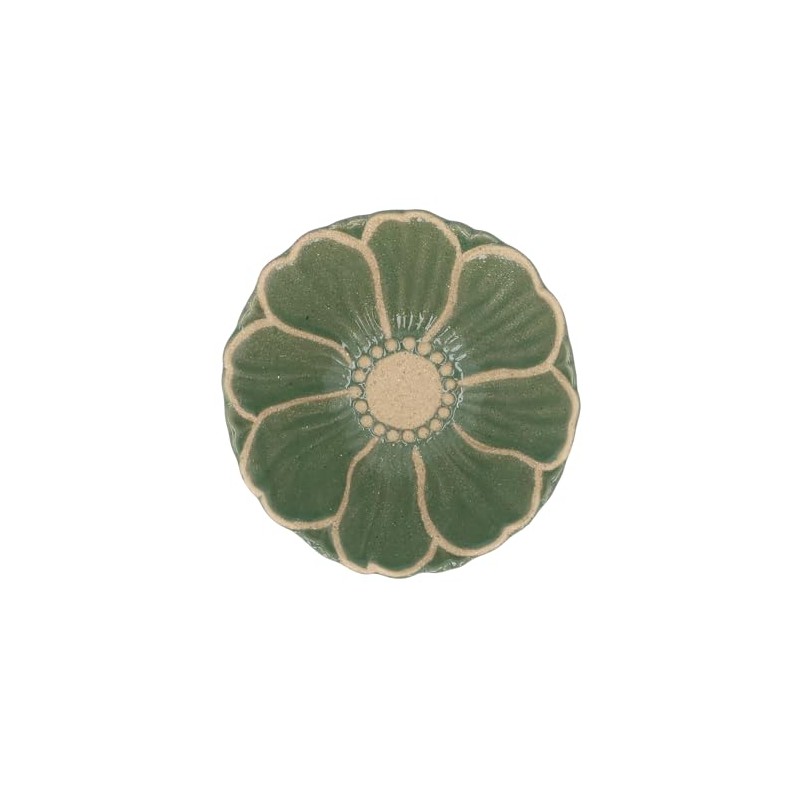 Gisela Graham Mini Stoneware Bowl, Green, Flower Design