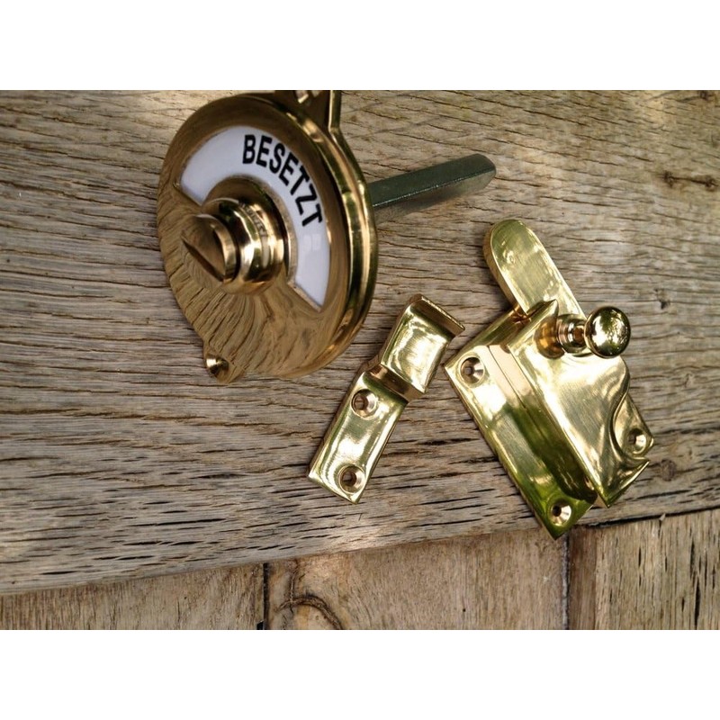 Antikas - Toilet Turn Lock for Toilet Door with Sign