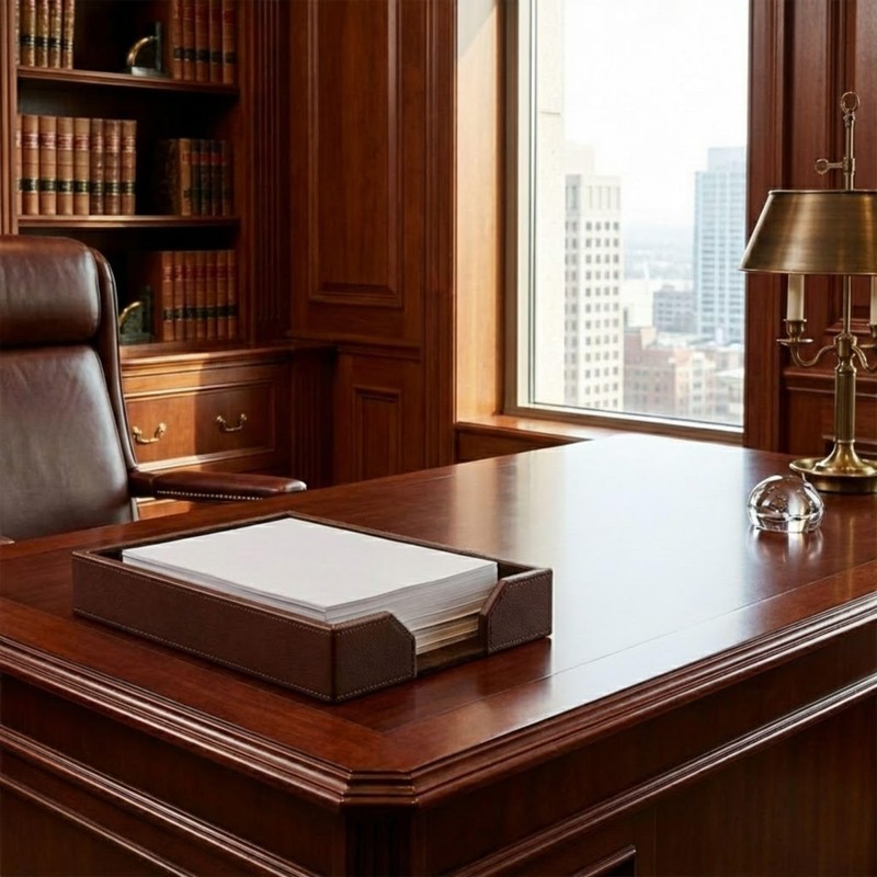 DACASSO Bonded Leather Desktop Letter Tray - Luxury Letter Holder