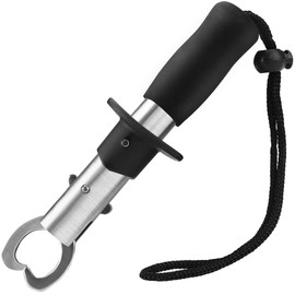 Scotank Fish Lip Gripper, Grabber Tool Fish Holder Catfishing Tackle Stainless Steel with Eva Foam and Handle Wrist Strap Kayak Accessories Survival Fishing Gear Gifts