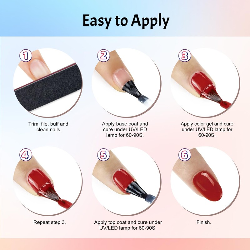 JODSONE 36Pcs Gel Nail Polish Kit with 4 Functional Adhesive