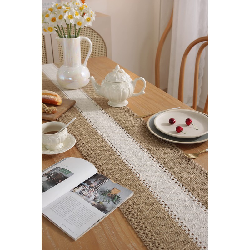 Macrame Table Runners Farmhouse Style Lace Boho Table Runner and