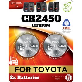Key Fob Batteries for Toyota (2-Pack) CR2450 - Sienna, Corolla Cross, RAV4 Prime, Venza, Prius, Tundra, Grand Highlander, Tacoma, Crown, Sequoia, bZ4x - Check Fitment Guide