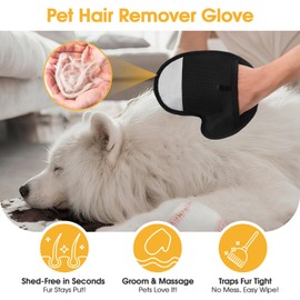 ASENKU Pet Hair Removal Glove, Electrostatic Pet Hair Removal Tool, Cat & Dog Brush for Shedding, Reusable Cat & Dog Hair Remover for Couch, Furniture, Carpet, Curtain, Grey Right Hand