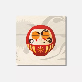 Unbranded Daruma Doll Japan Gift Crafty 4'' X 4'' Square Wooden Coaster