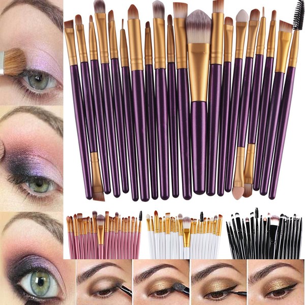 20pcs Makeup BRUSHES Kit Set Powder Foundation Eyeshadow Eyeliner Lip Brush NEW … (BLACK + GOLD)