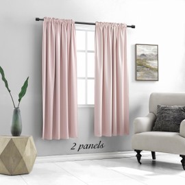 Blush Pink Curtains 72 Inch Length - 2 Panels Room Darkening Curtain Drapes for Bedroom Girls - Baby Pink Rod Pocket Thermal Insulated for Baby Nursery W 52" x L 72"