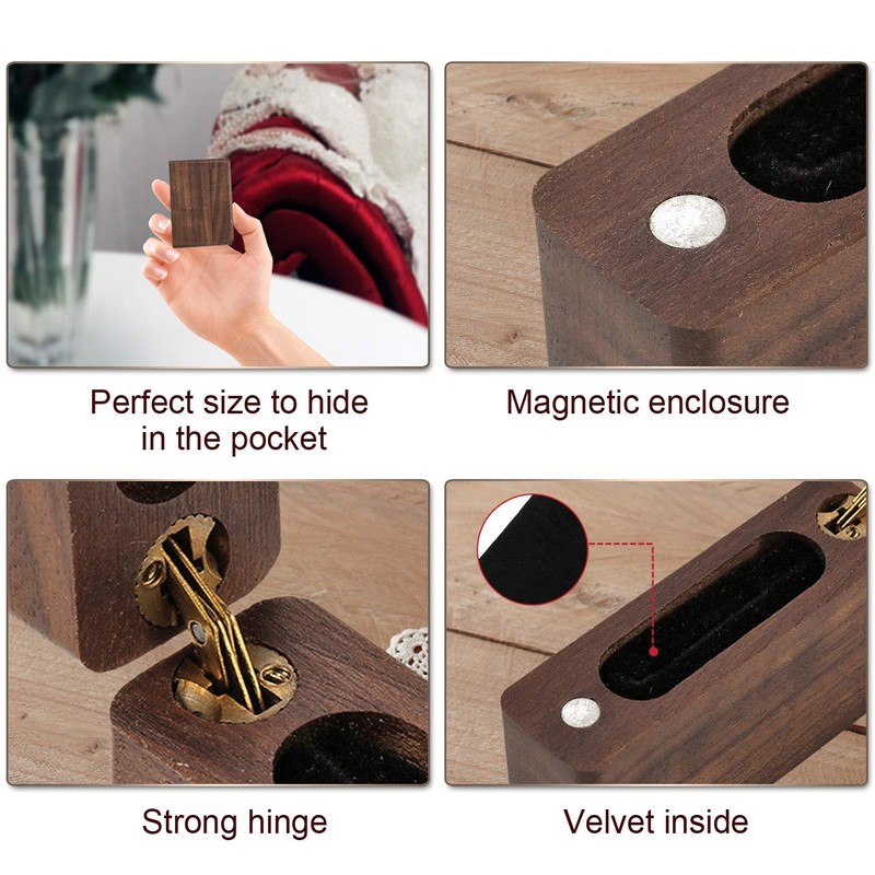 Mogokoyo Vintage Wood Ring Box for Wedding Engagement Proposal