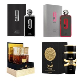 Afnan (4pc Bundle) Afnan 9PM + 9PM Rebel + Lattafa Khamrah + Asad Perfume 3.4oz EDP